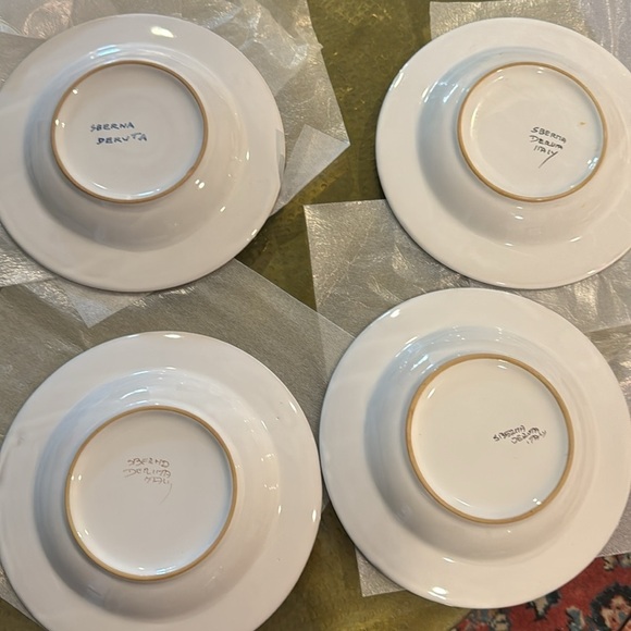 6 Sberna Deruta Italy Quimper Style Pottery Round Bowls 10 inch. Set of Six - Picture 10 of 10